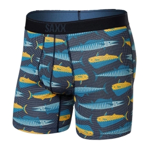 Saxx Mens Quest Boxer Brief Fly Mahi Mahi Wahoo-Black Medium