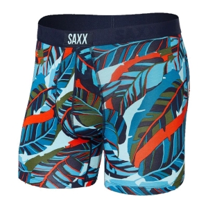 Saxx Mens Vibe Super Soft Boxer Brief Blue Pop Jungle Small